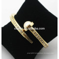 Real 18k gold plated Arrow Tapered big pearl Nail Cuff Bangle bracelet with crystal